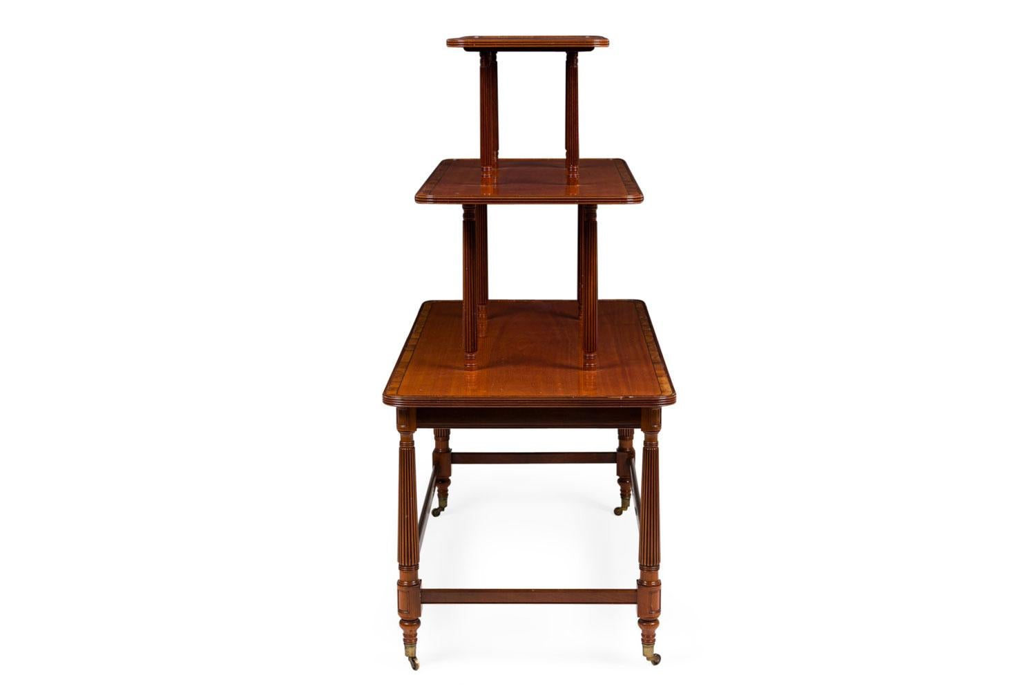 British Pair of English Sheraton style 3 Tier Center Table For Sale