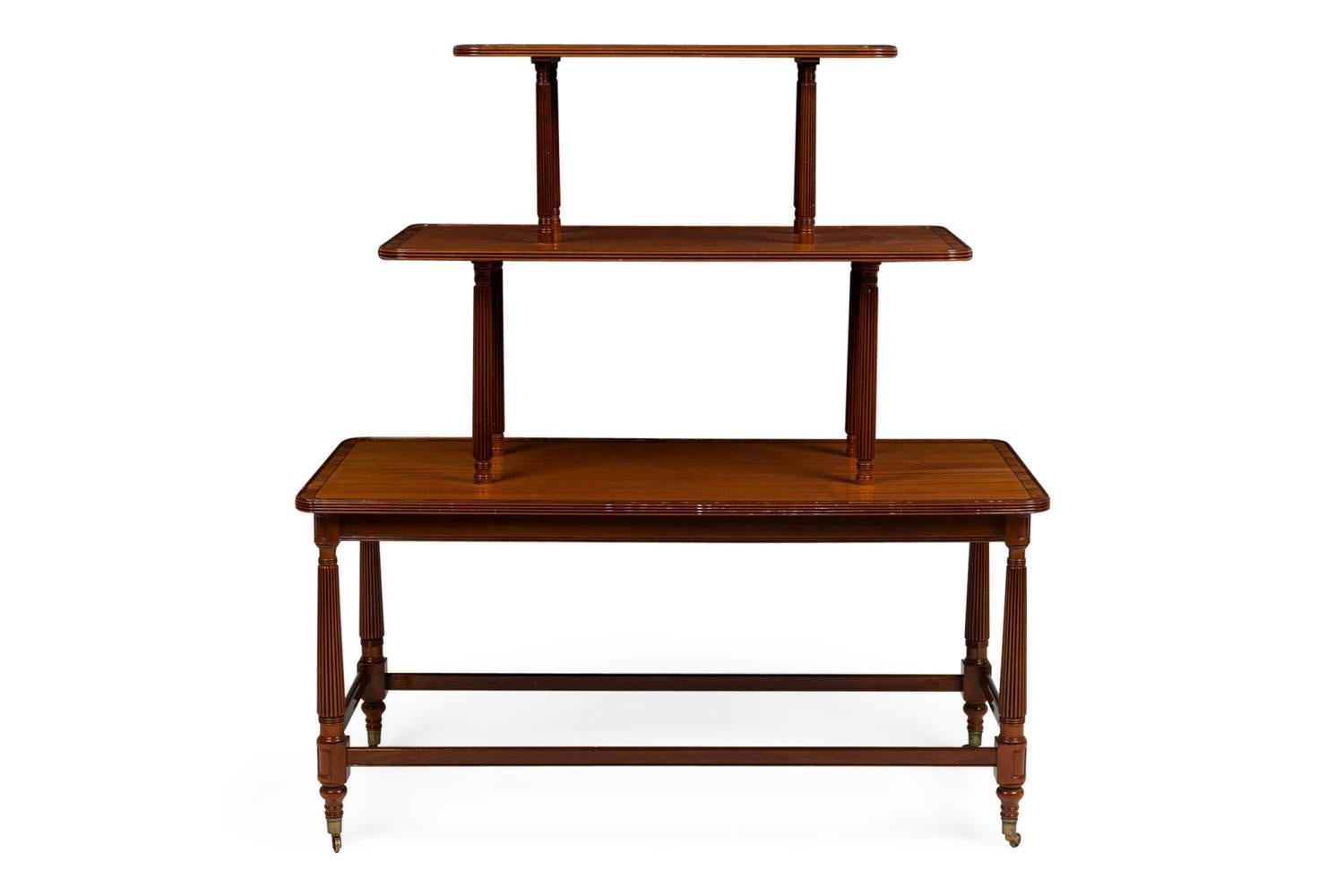 Pair of English Sheraton style 3 Tier Center Table In Good Condition For Sale In Queens, NY