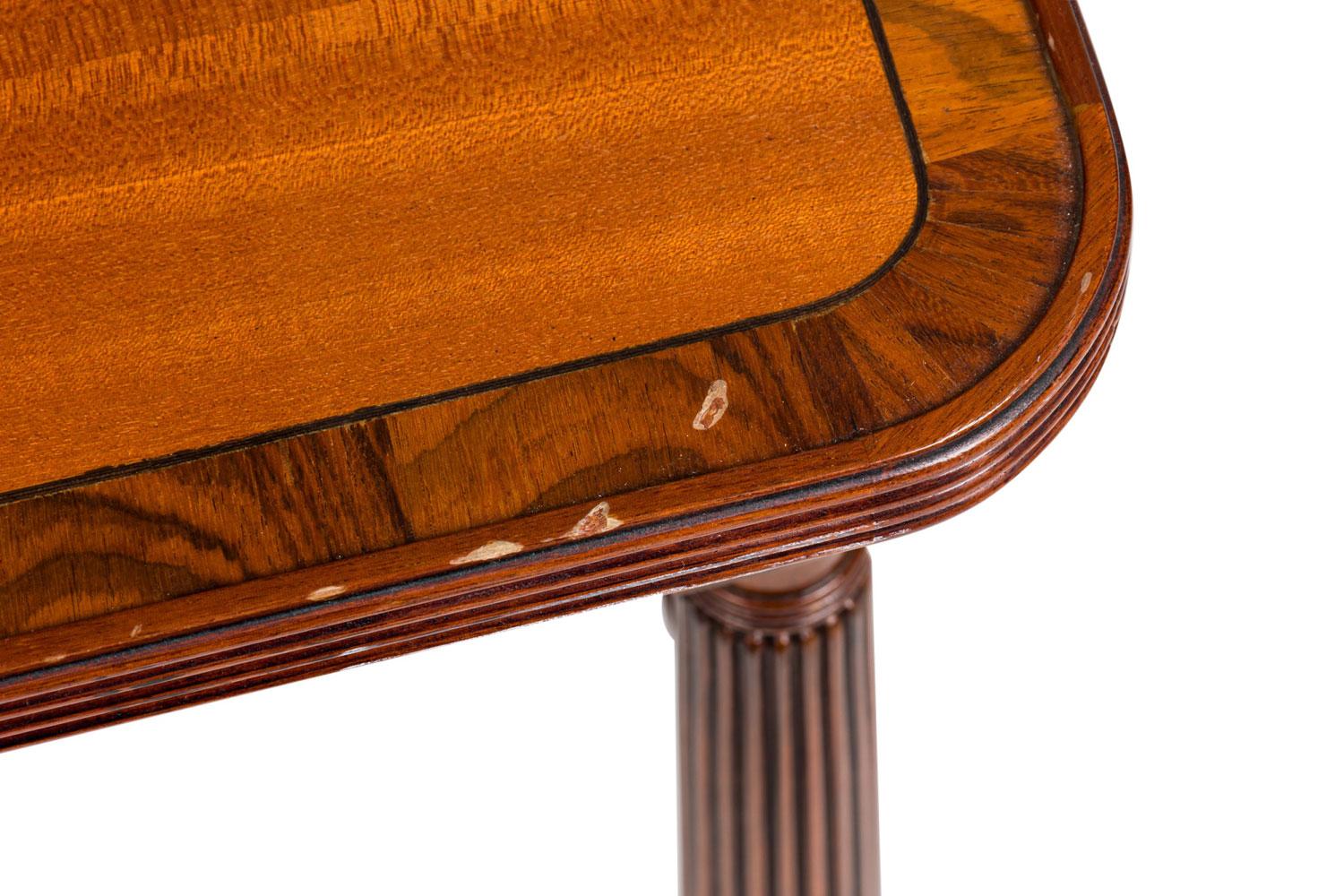 Brass Pair of English Sheraton style 3 Tier Center Table For Sale