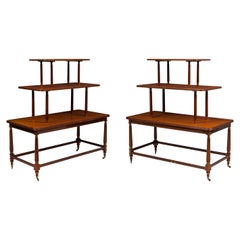 Pair of English Sheraton style 3 Tier Center Table