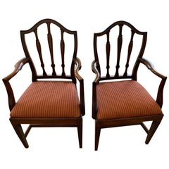 Pair of English Shield Back Mahogany Armchairs