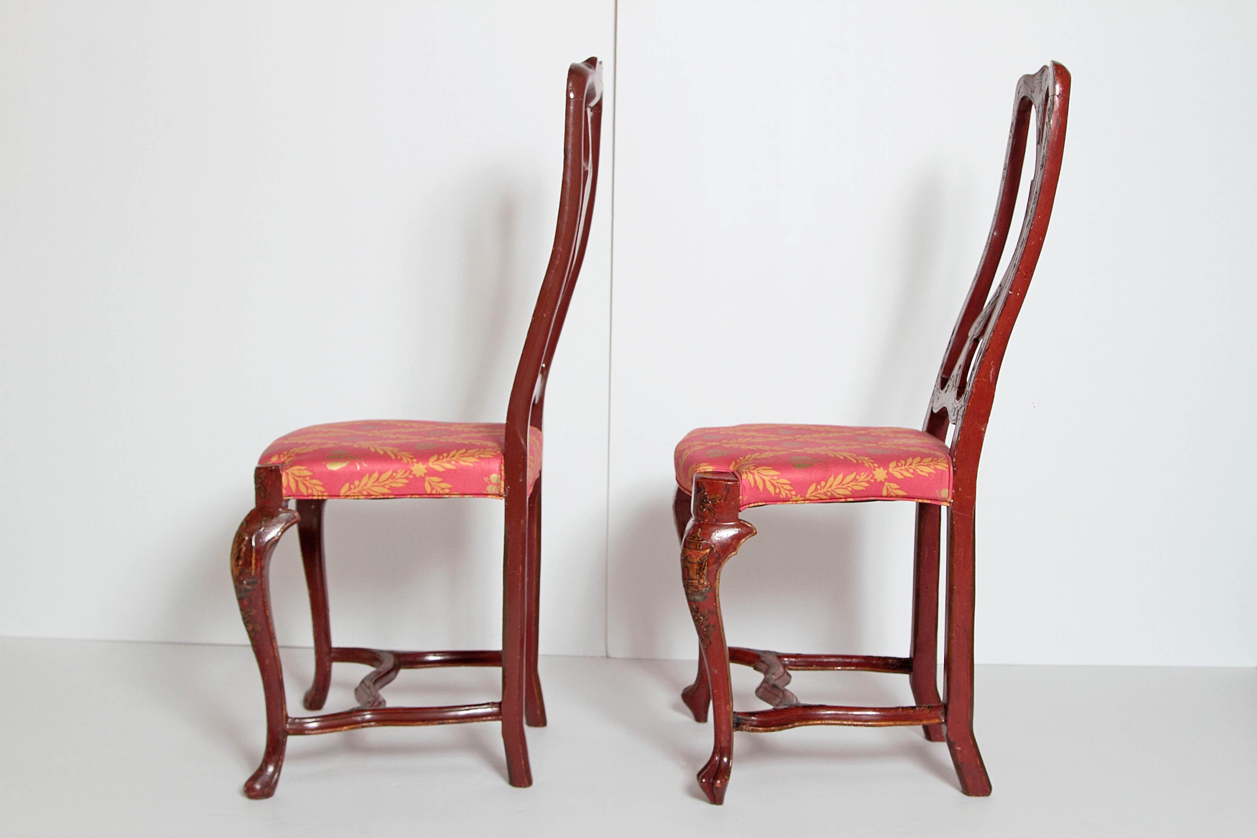 Carved Pair of English Side Chairs