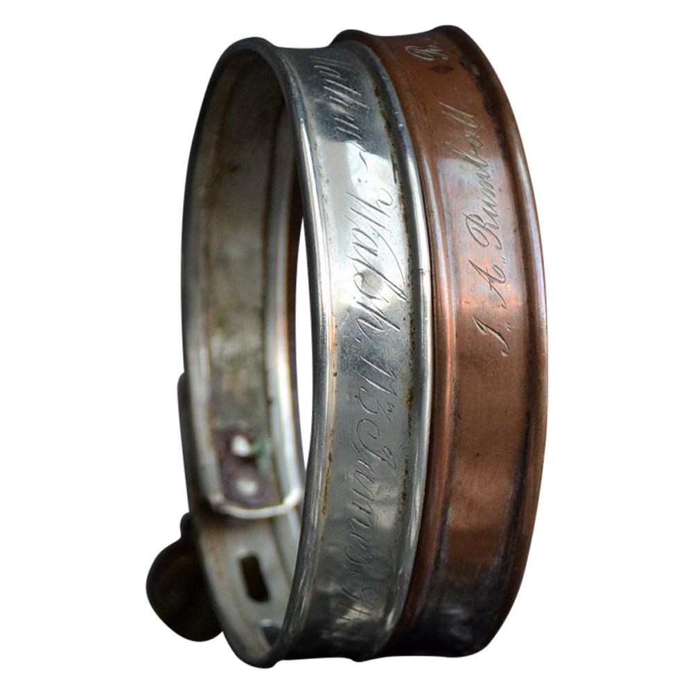 Pair of English Silver and Copper Victorian Dog Collars