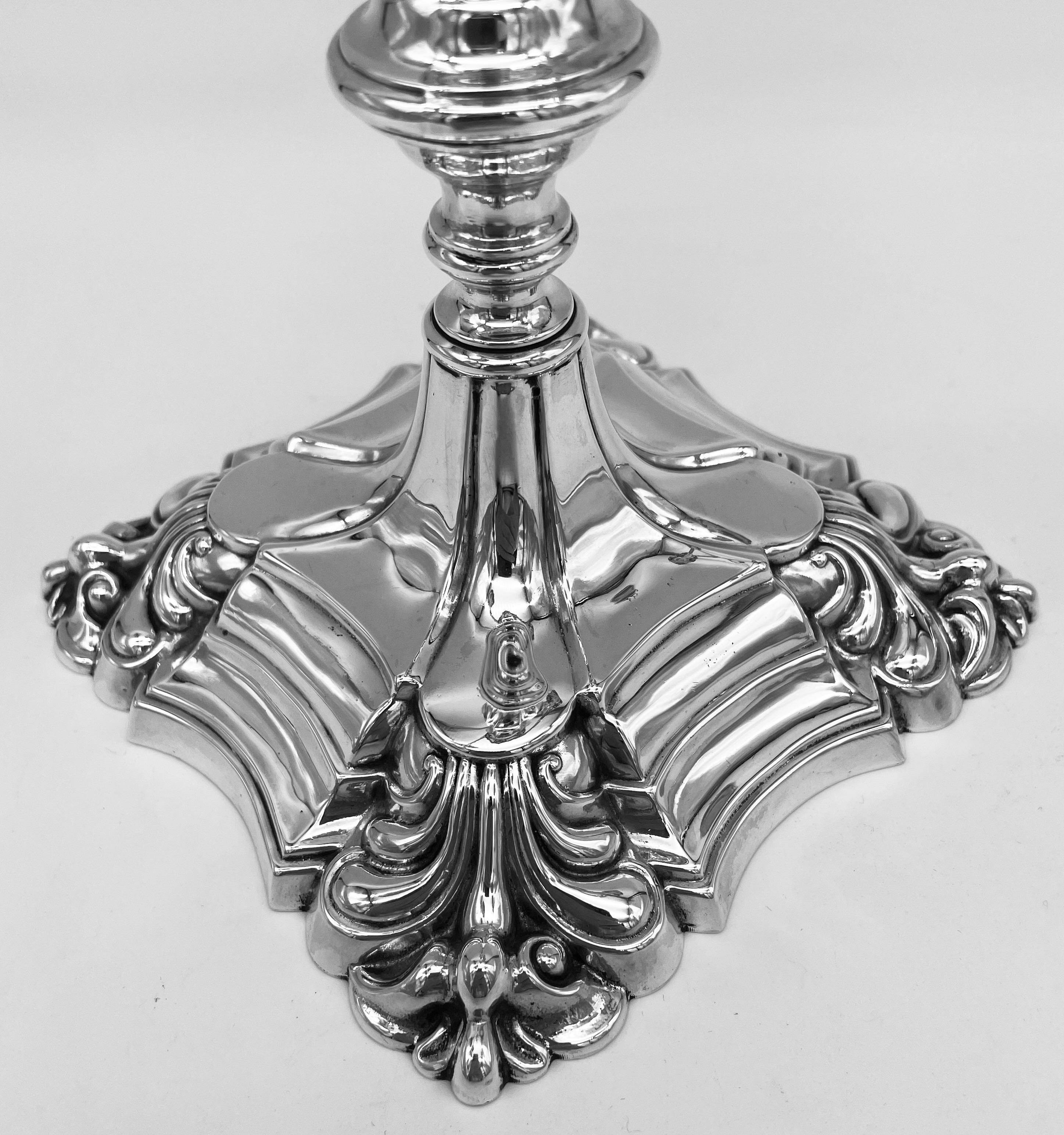 Early 20th Century Pair of English Silver Candelabra