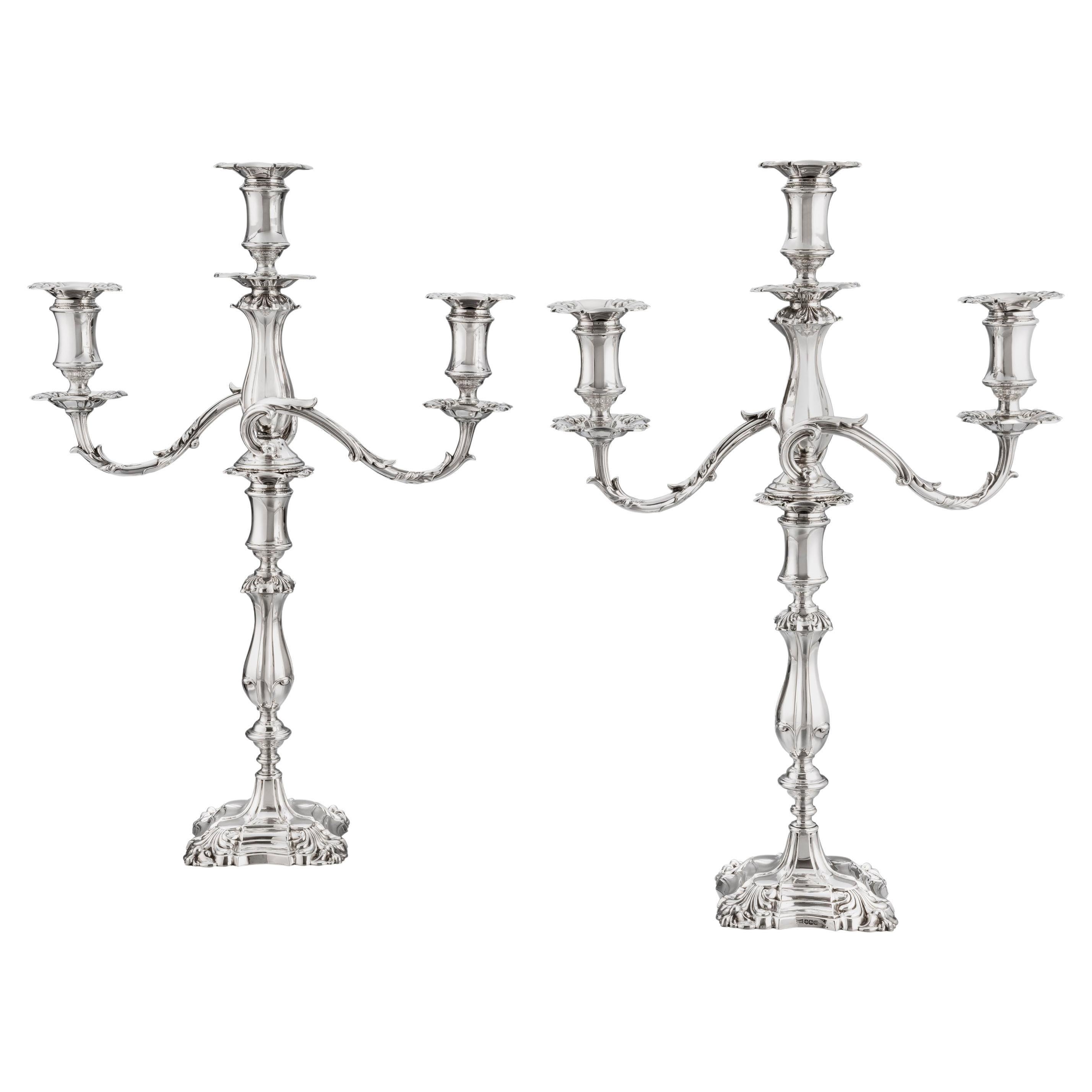 Pair of English Silver Candelabra