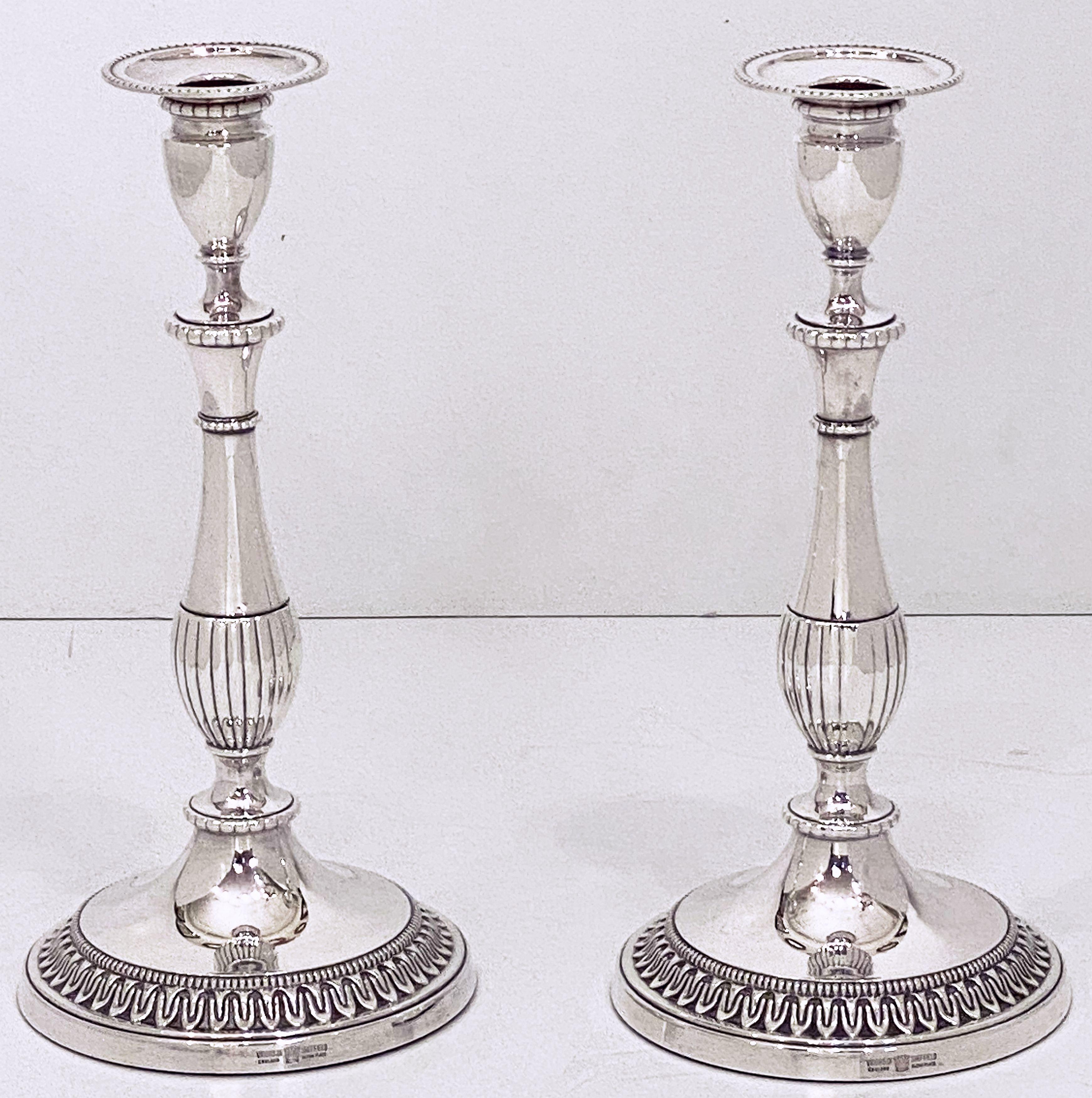 Pair of English Silver Candle Holders or Candlesticks For Sale 8