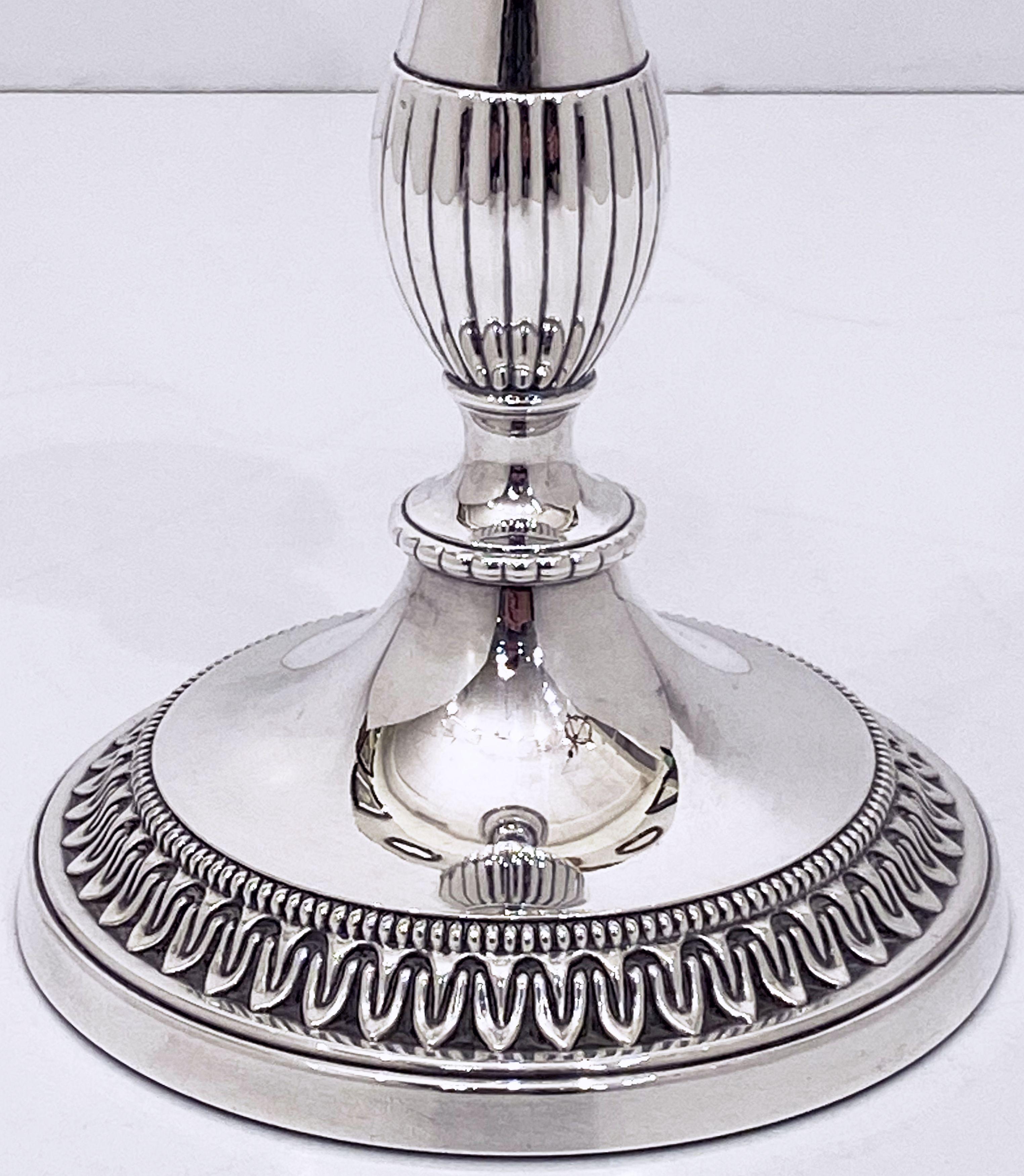 Pair of English Silver Candle Holders or Candlesticks In Good Condition For Sale In Austin, TX