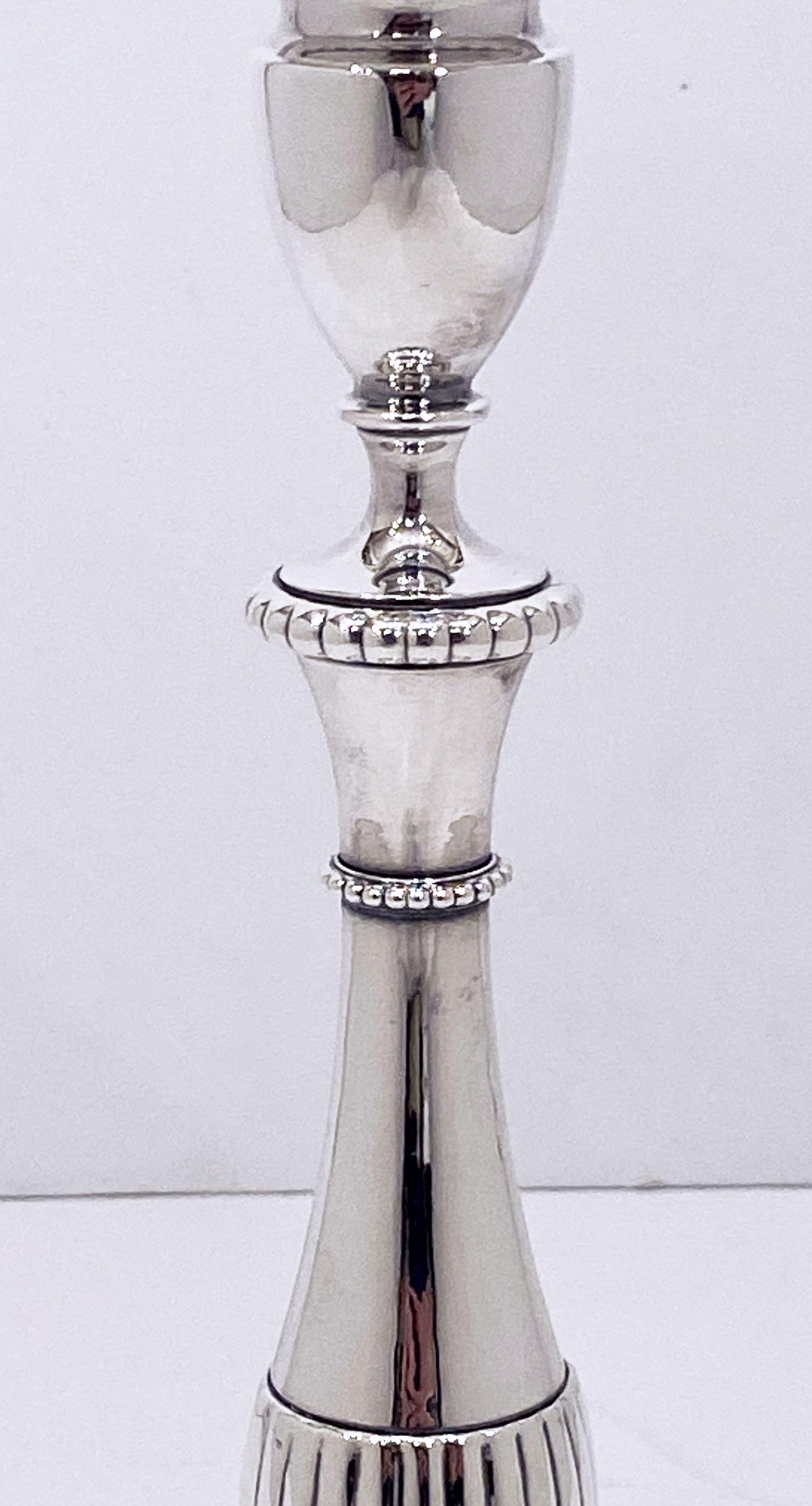 Metal Pair of English Silver Candle Holders or Candlesticks For Sale