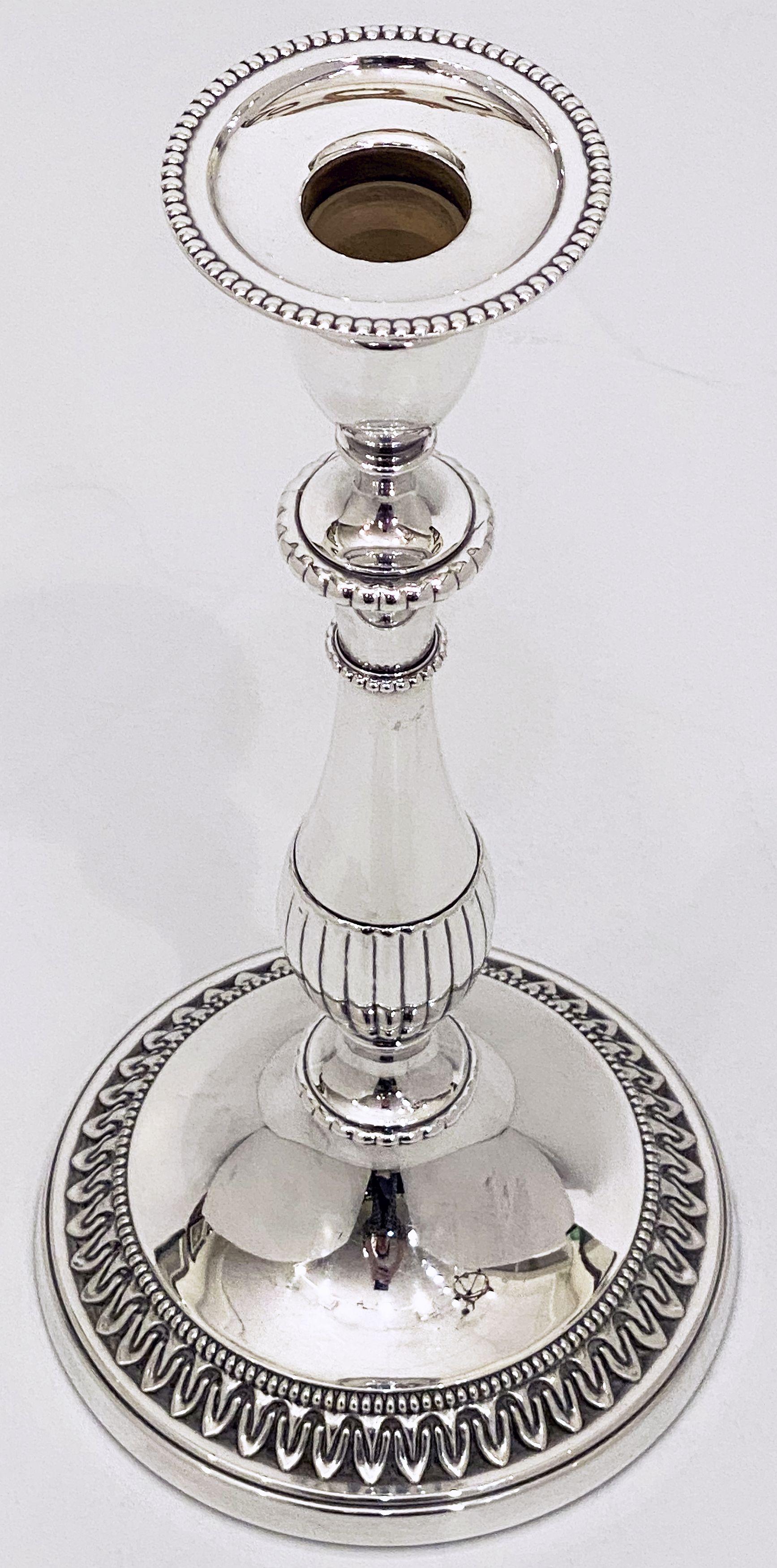 Pair of English Silver Candle Holders or Candlesticks For Sale 2