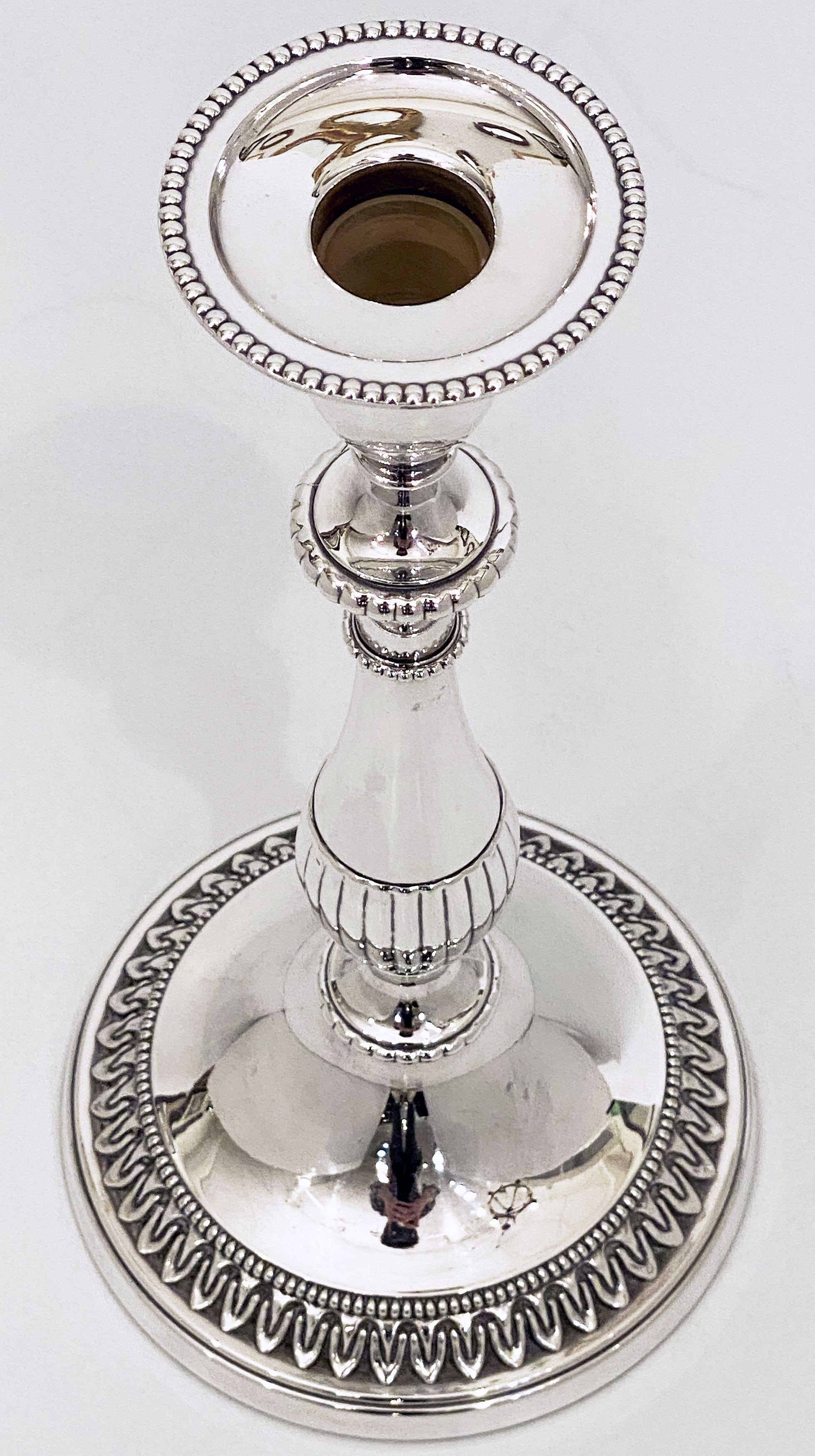 Pair of English Silver Candle Holders or Candlesticks For Sale 3