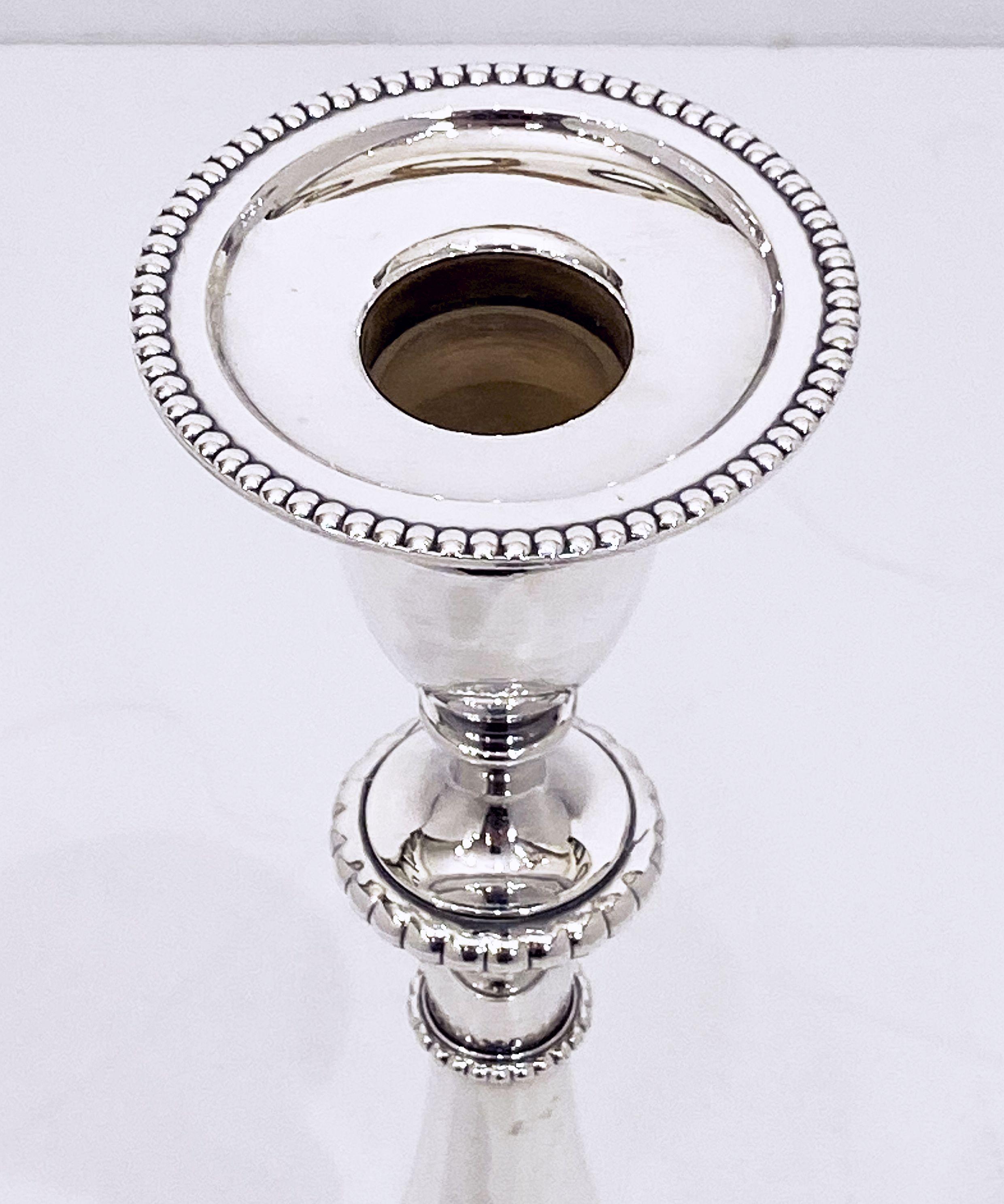 Pair of English Silver Candle Holders or Candlesticks For Sale 4