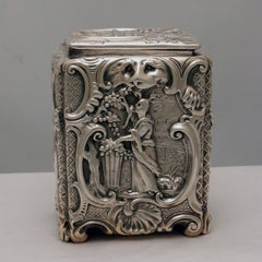 Pair of English Silver Chinoiserie Tea-Caddies, Mid 19th Century Roccoco Style