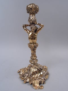 Paire de chandeliers Herm Bacchus Grapevine en argent doré d'après Lamerie