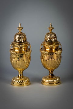 Pair of English Silver-Gilt Sugar Casters