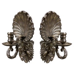 Coppia di appliques inglesi in argento a grotticella