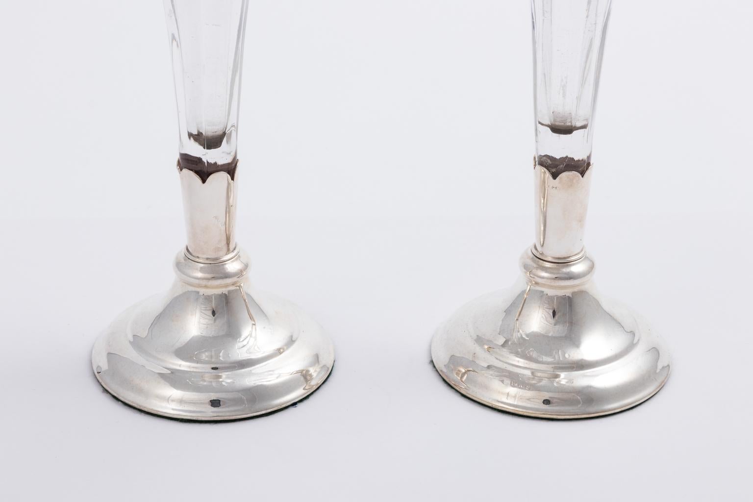 Pair of English Silver Plate Vases, circa 1930s For Sale 4