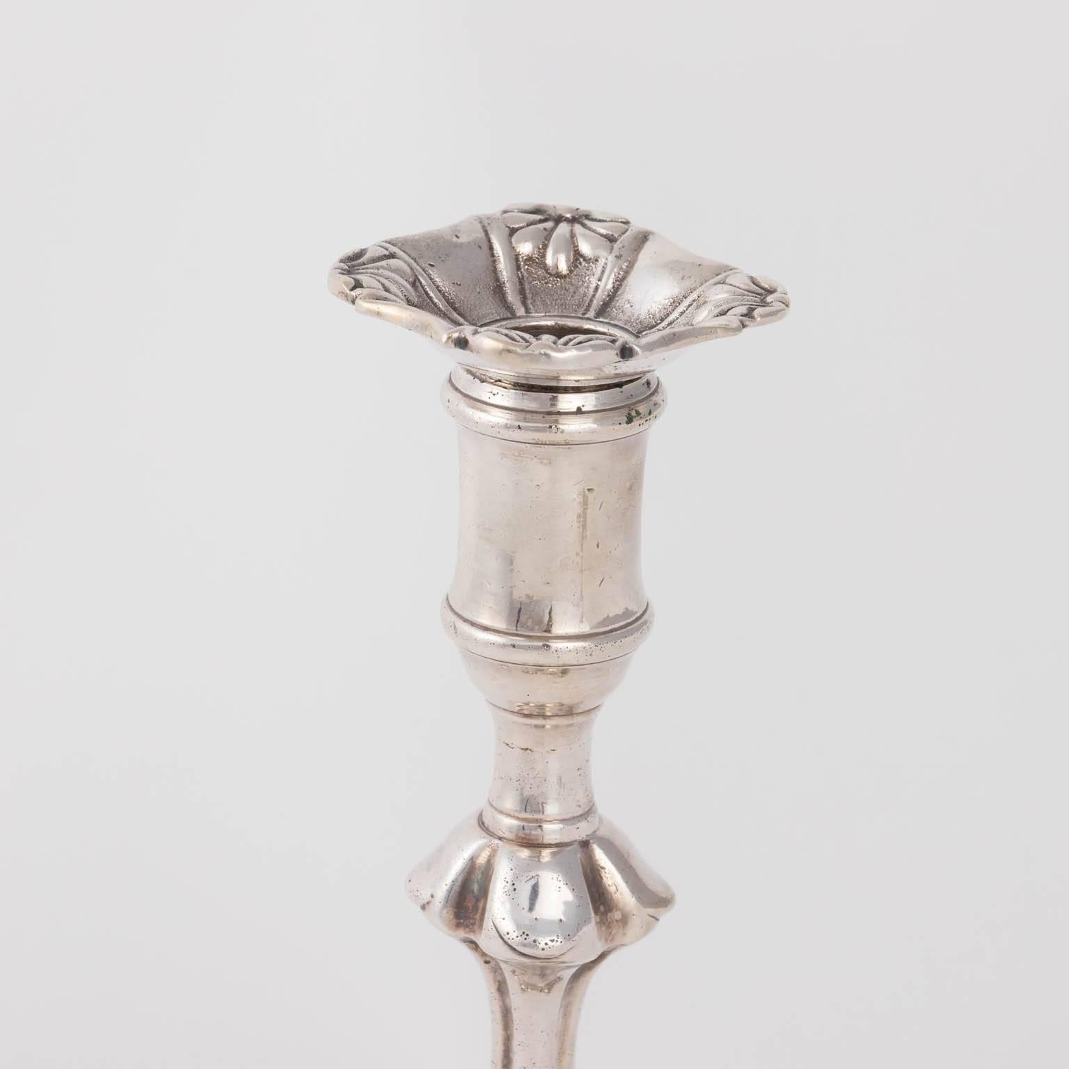 Pair of English Silver Plated Candlesticks 1