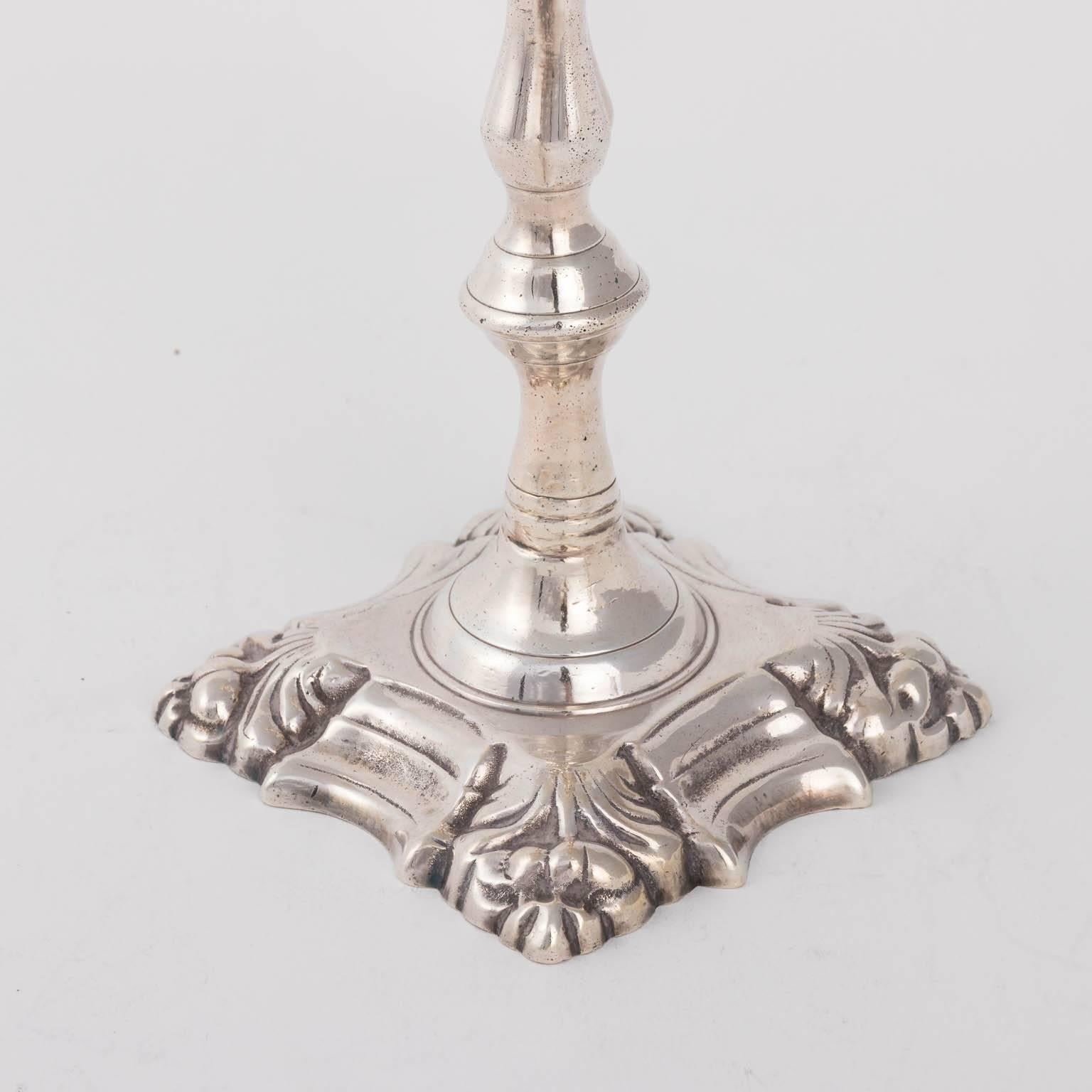 Pair of English Silver Plated Candlesticks 3