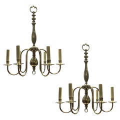 Pair of English Silver Plated Chandeliers
