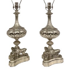 Coppia di lampade inglesi placcate in argento
