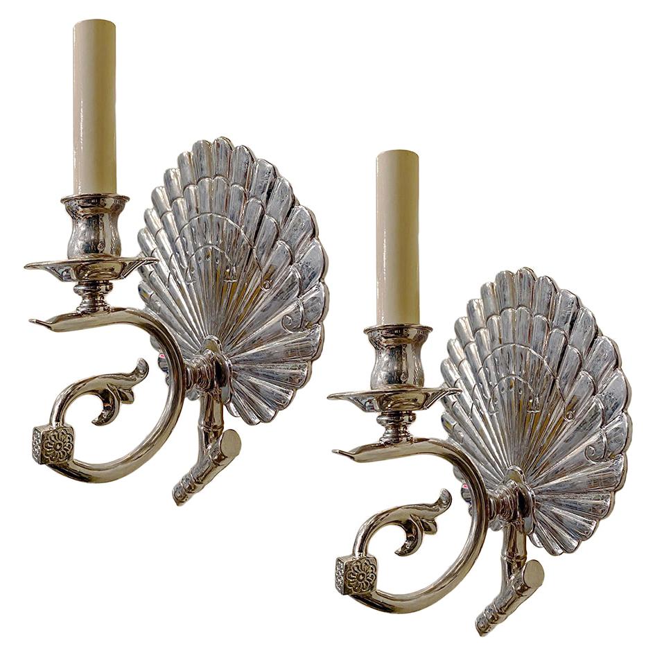 Pair of English Silver Plated Sconces