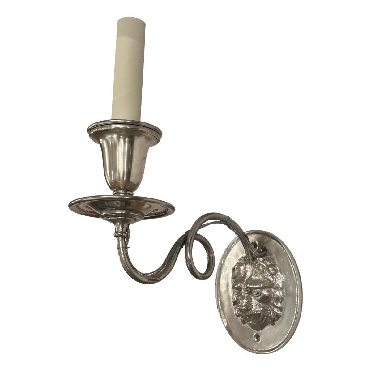 Pair of English Silver Sconces In Good Condition For Sale In New York, NY