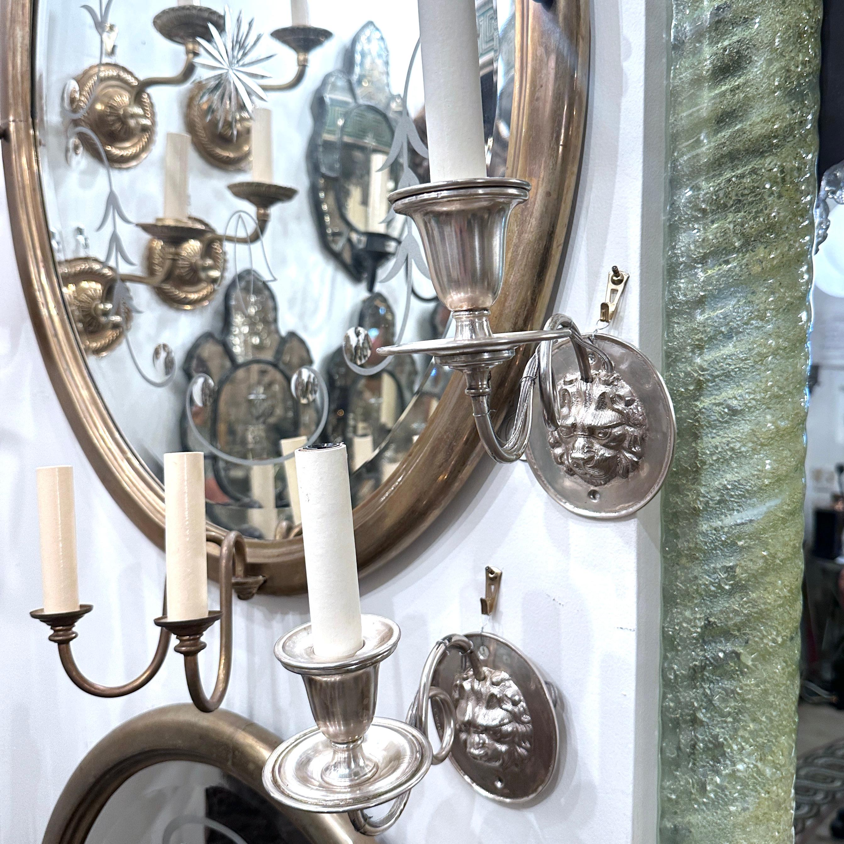 Pair of English Silver Sconces For Sale 2