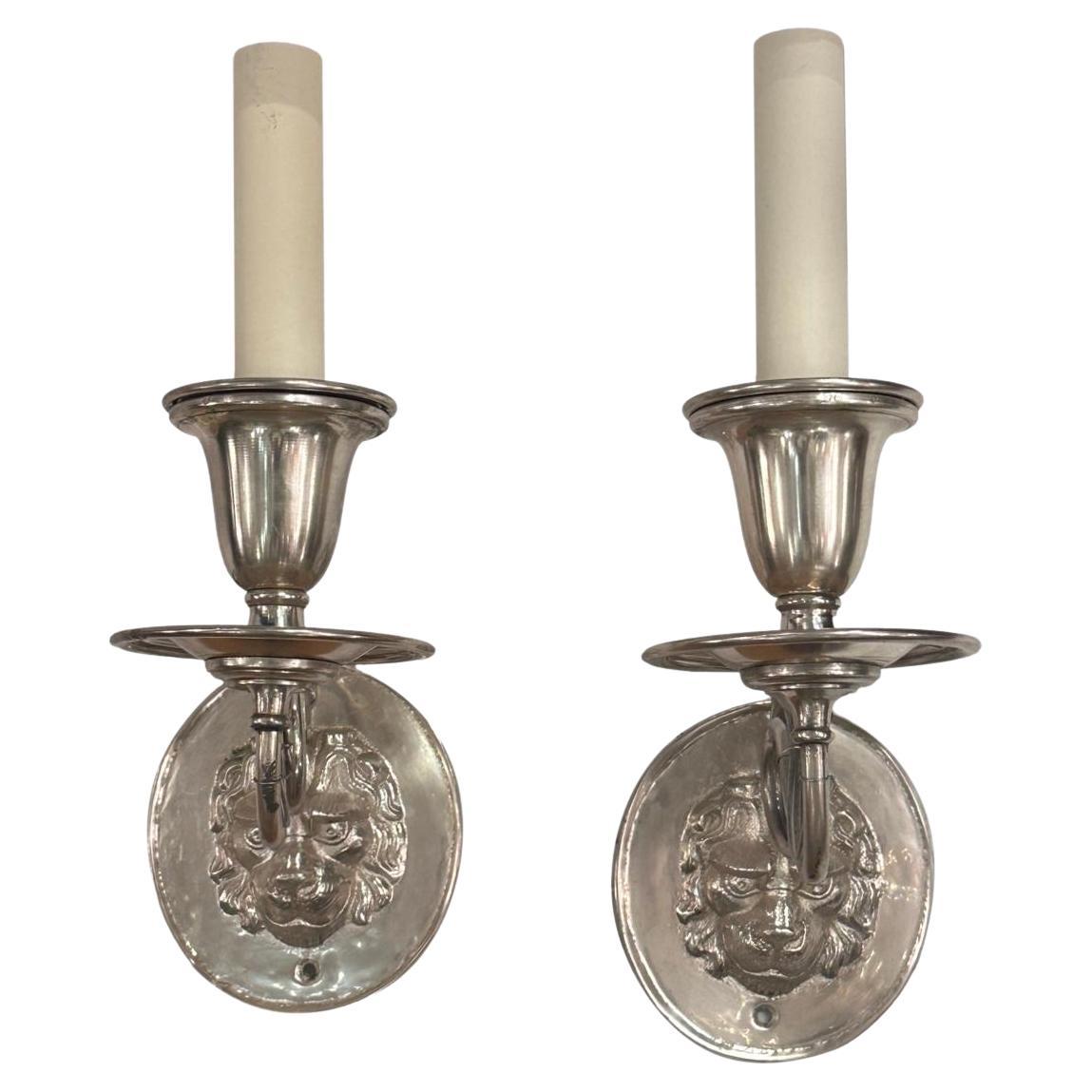 Pair of English Silver Sconces For Sale