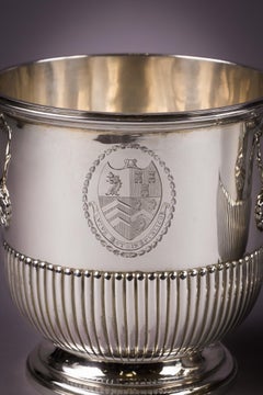Pair of English Silver Two-Handled Cachepots