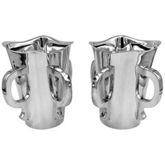 Pair of English Silver Vases