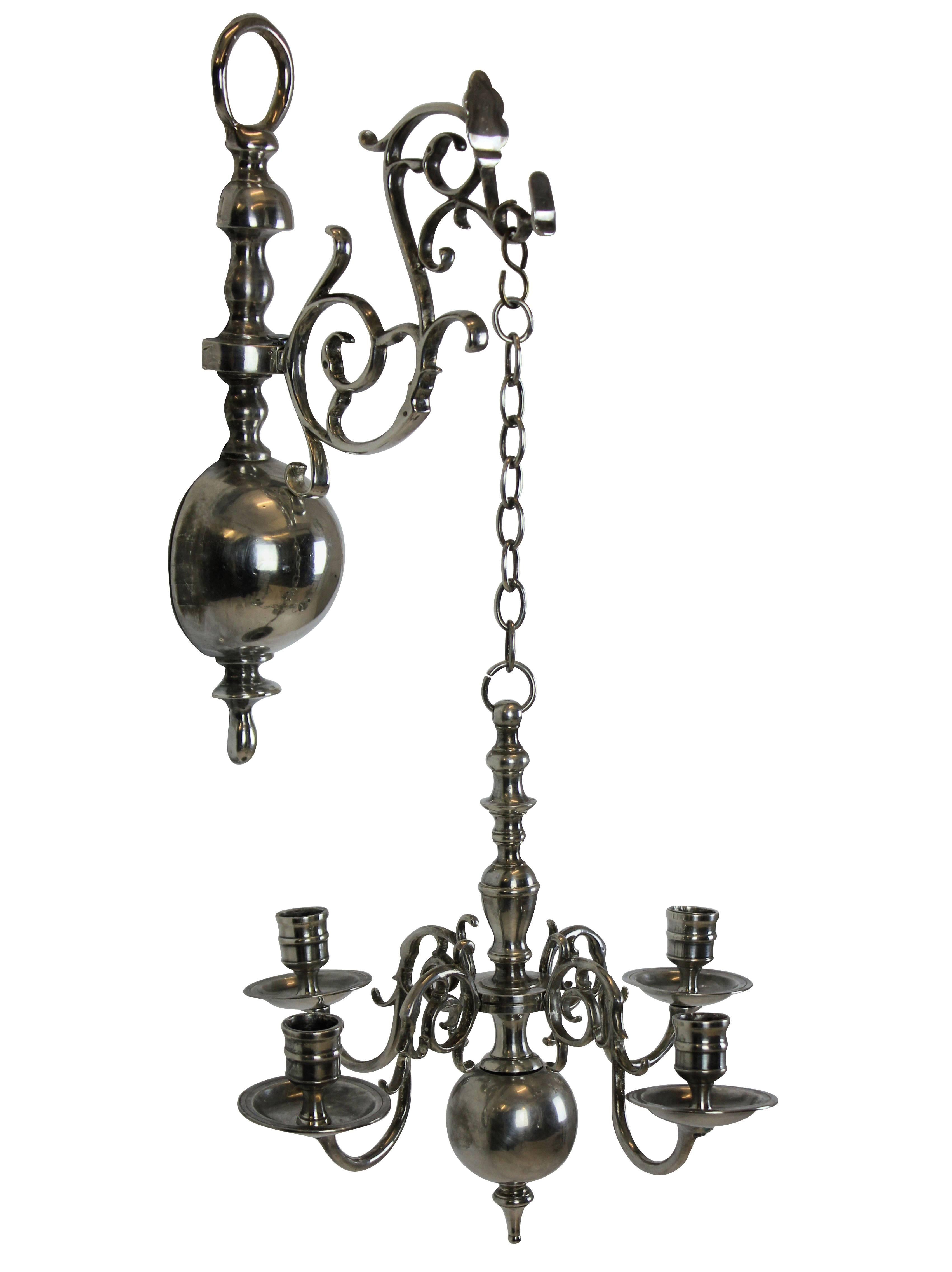 Early 19th Century Pair of English Silver Wall Chandeliers