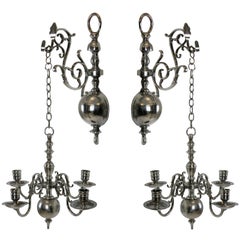 Pair of English Silver Wall Chandeliers