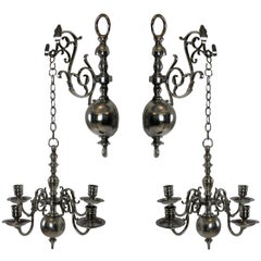 Pair of English Silver Wall Chandeliers