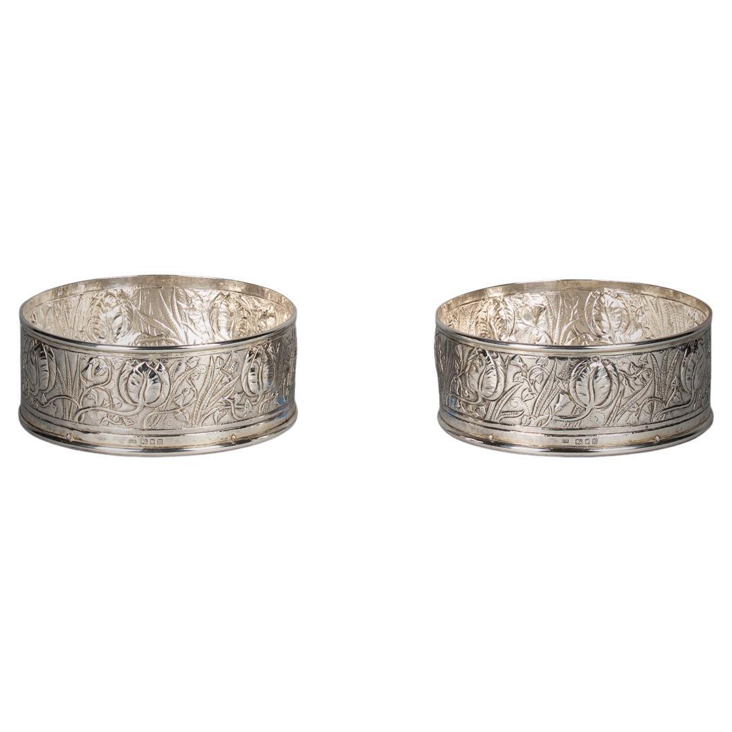 Pair of English Silver Wine Coasters