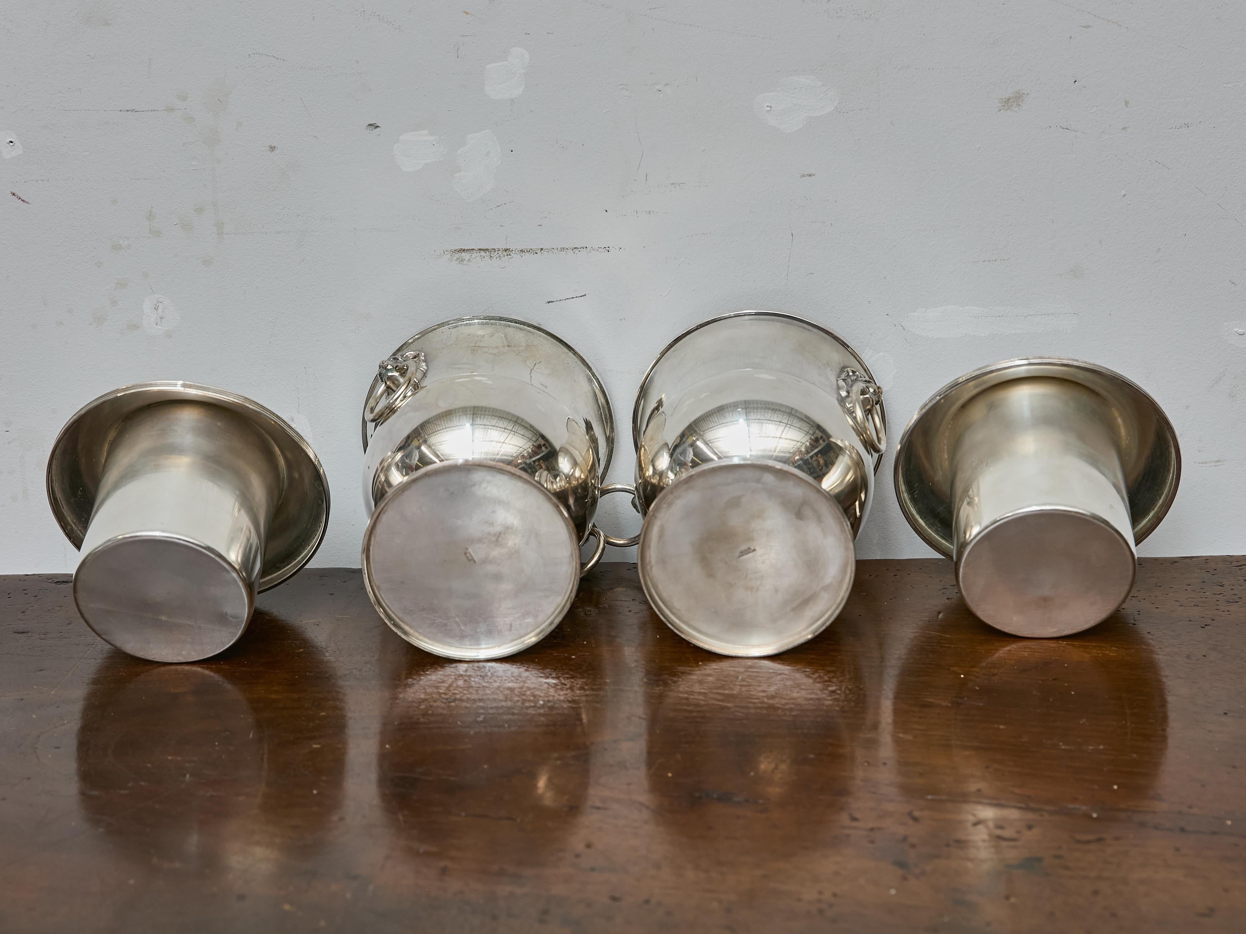 Pair of English Silverplate Wine Coolers with Lion Mask Handles, circa 1900 In Good Condition For Sale In Atlanta, GA