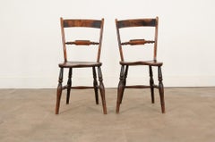 Pair of English Solid Oak Oxford Chairs