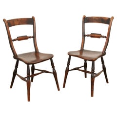 Antique Pair of English Solid Oak Oxford Chairs