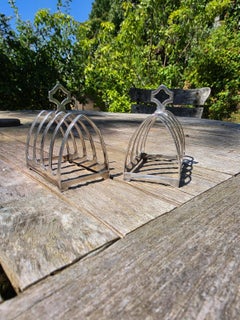 Pair Of English Solid Silver Toastracks by Silversmith Edward Viner England 1934