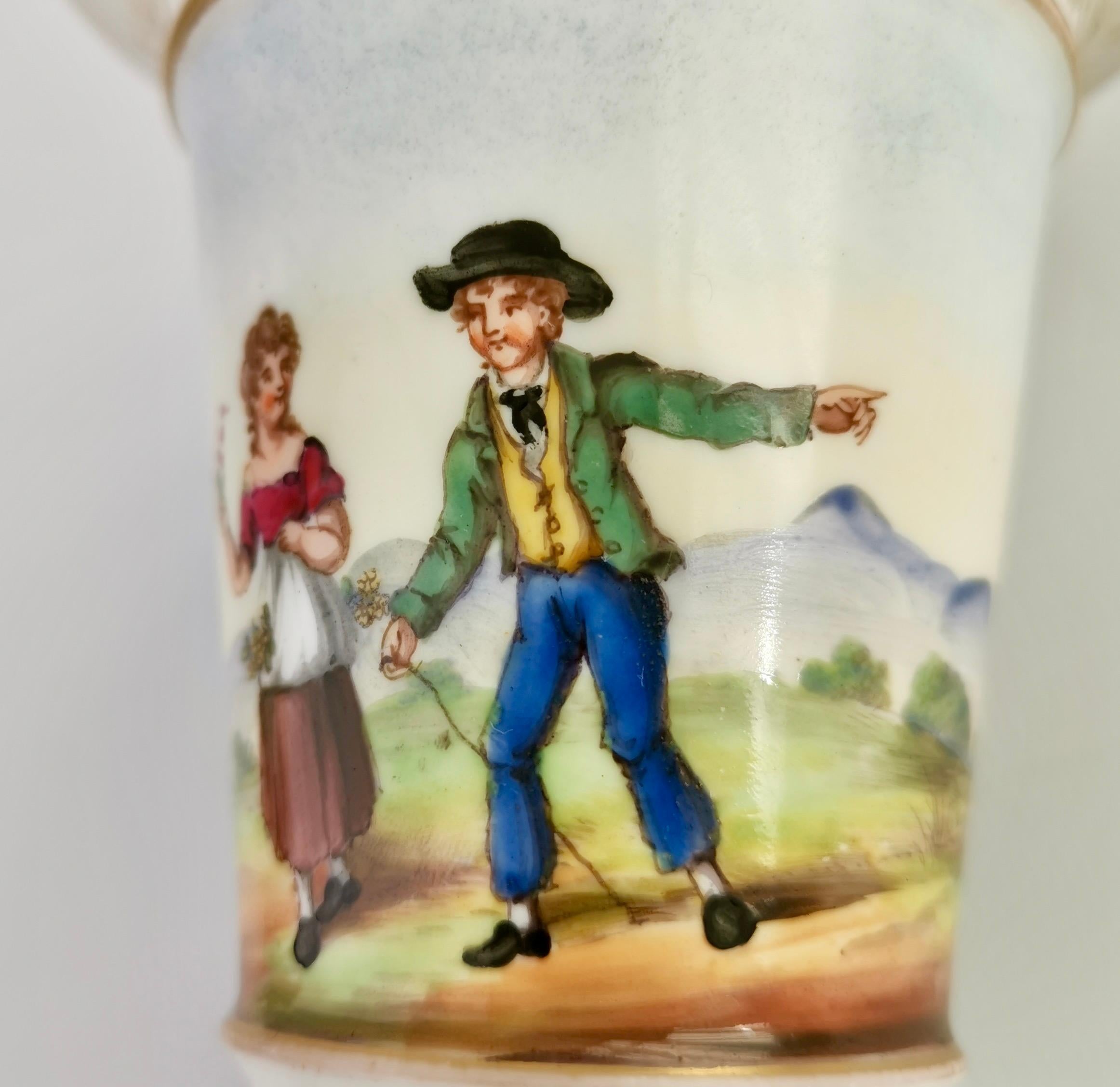 Pair of English Spill Vases, Children, Stonehenge and Bird, Regency, ca 1820 In Good Condition For Sale In London, GB
