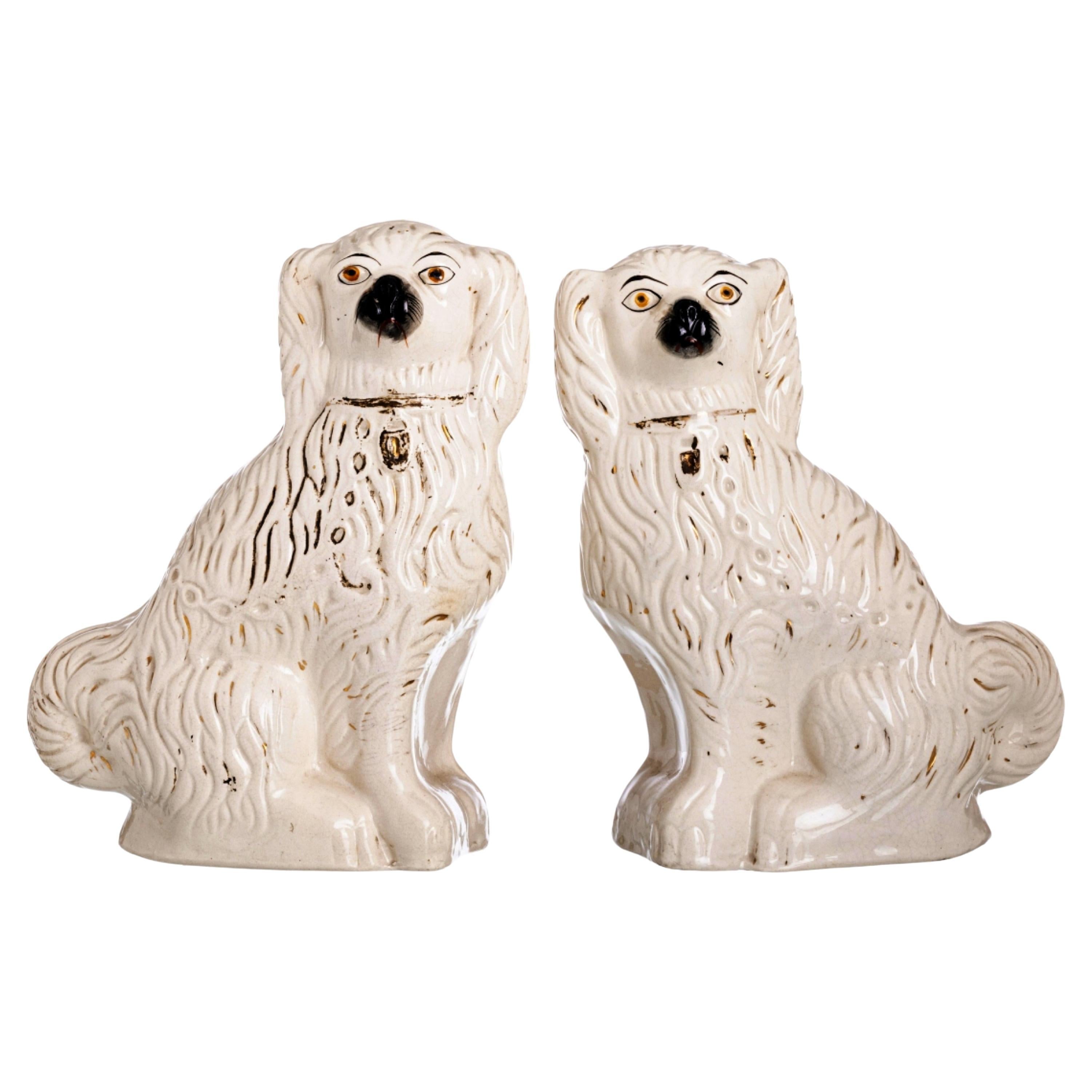 PAIR OF ENGLISH STAFFORDSHIRE DOGS 19th Century For Sale