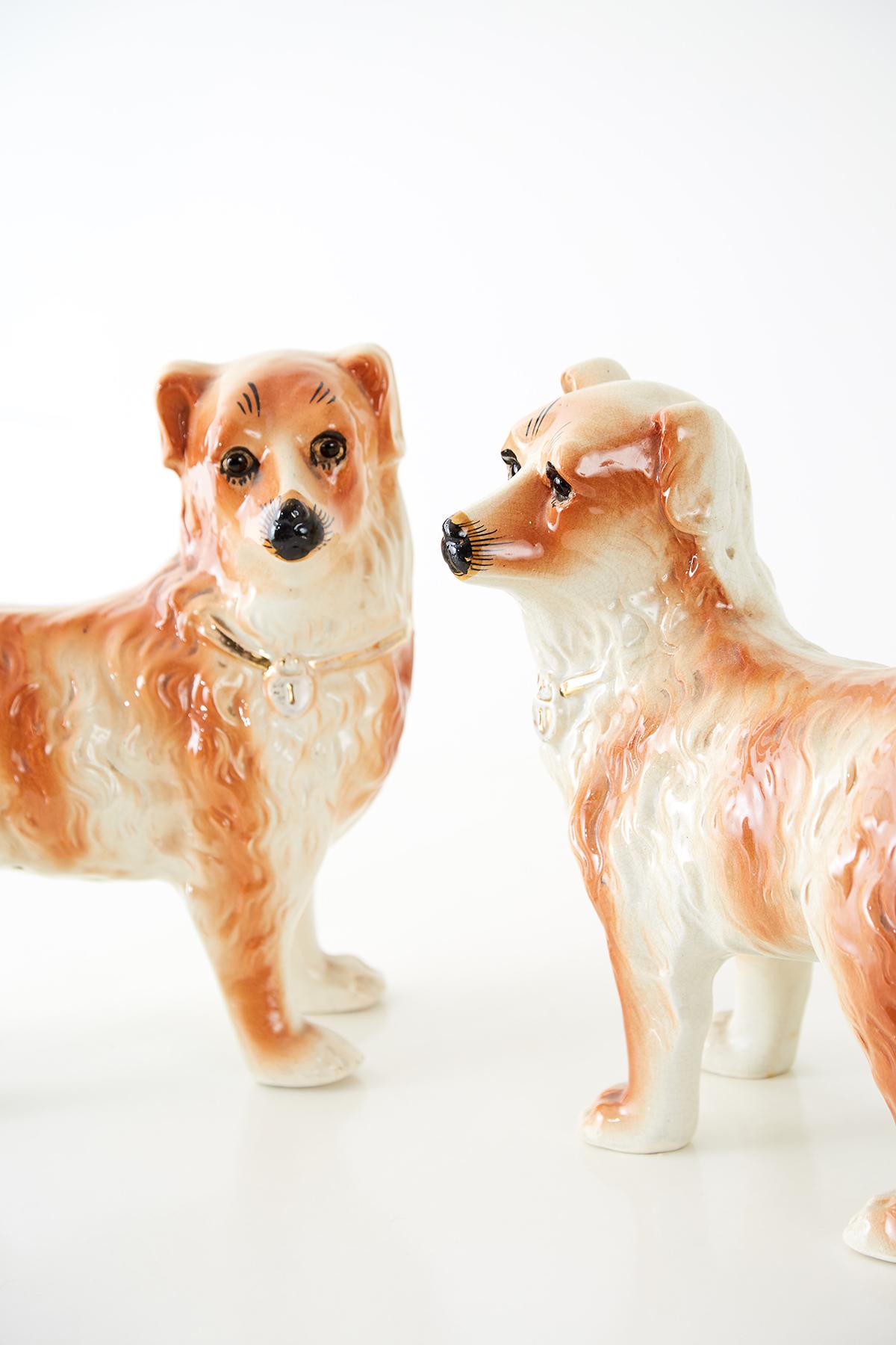 Victorian Pair of English Staffordshire Standing Dogs