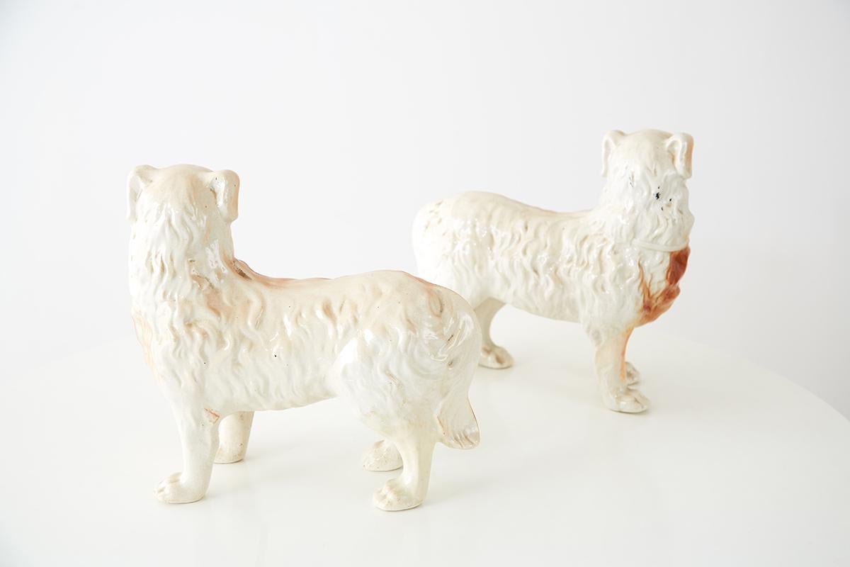 Pair of English Staffordshire Standing Dogs 1