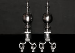 Pair of English Steel Firedogs