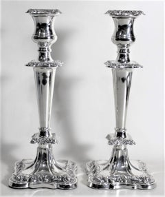 Pair of English Sterling Silver Candlesticks with Chased Floral Decoration