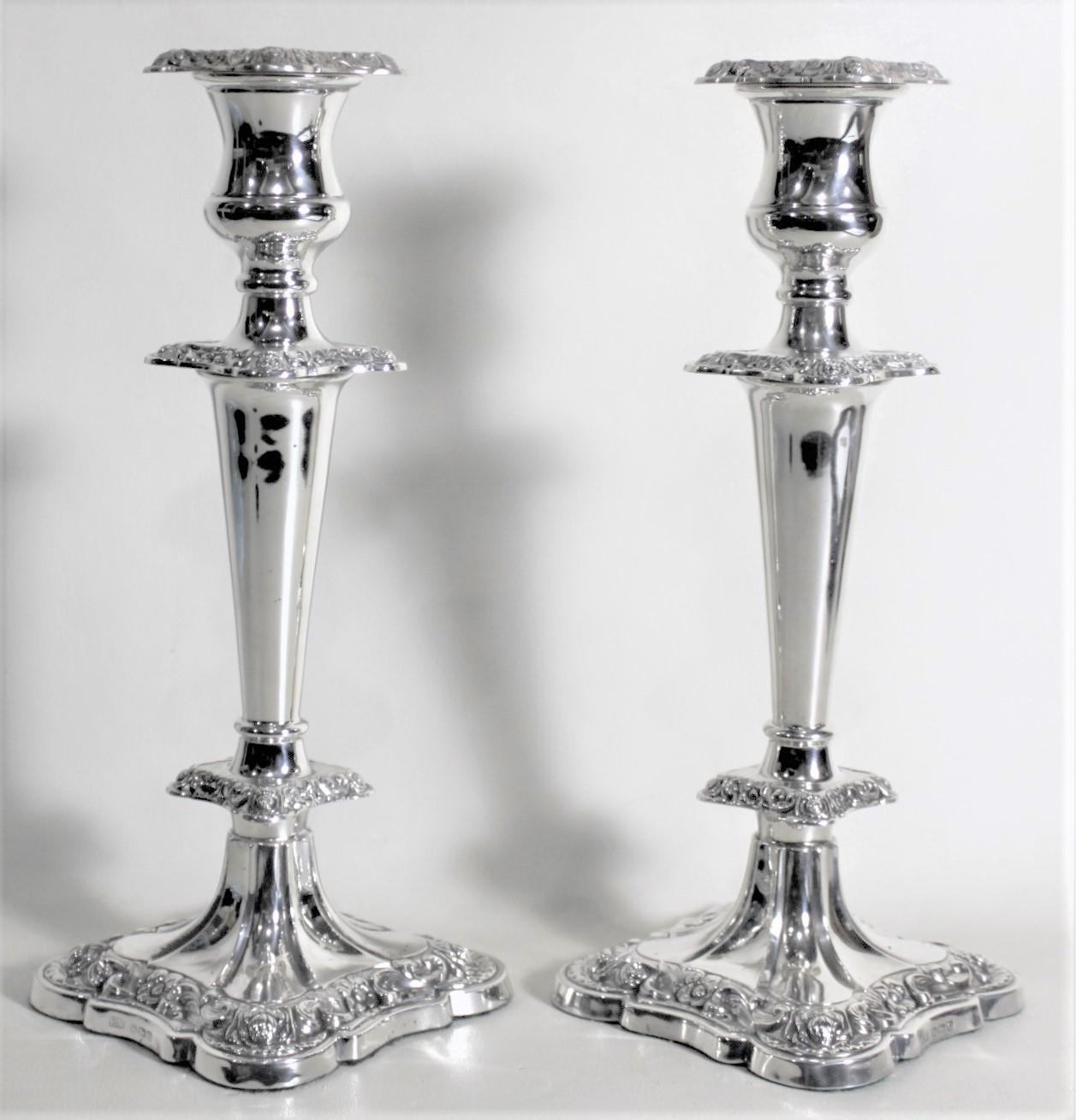 Pair of English Sterling Silver Candlesticks with Chased Floral Decoration 2