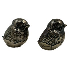 Pair of English Sterling Silver Chick Pincushions