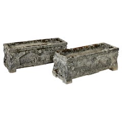 Antique Pair of English Stone Garden Planters