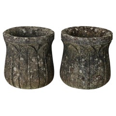 Antique Pair of English Stone Garden Pots