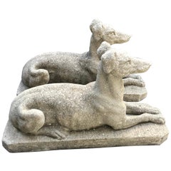 Vintage Pair Stone Greyhound Dogs 