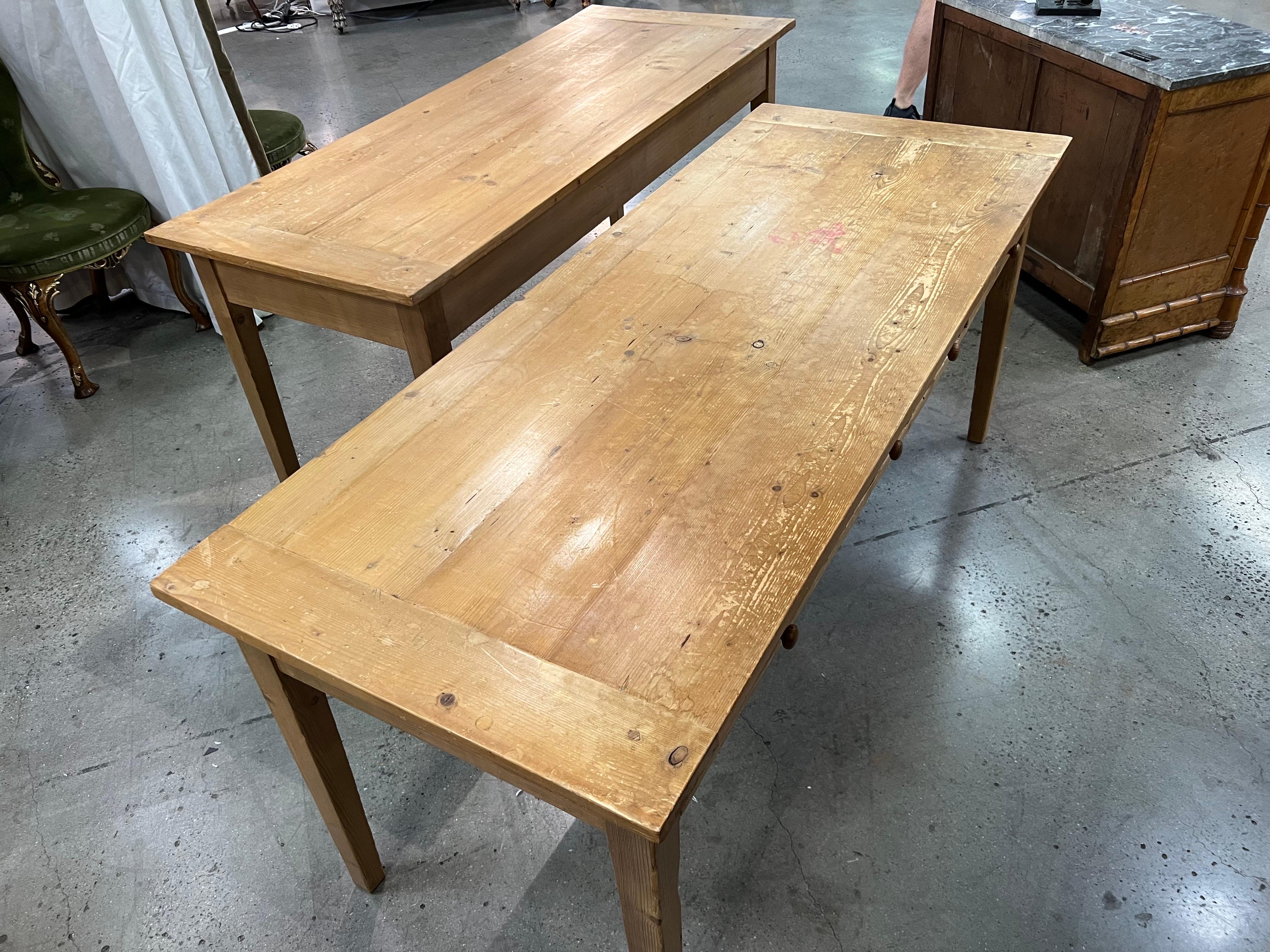 Pair of English Stripped Pine Tables 'Sold Individually' For Sale 3